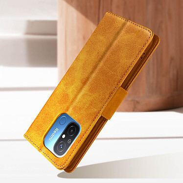 Avizar Étui Portefeuille Marron  pour Xiaomi Redmi 12C, série Bara Soft Leather pas cher