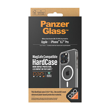 Avis PanzerGlass HardCase Compatible avec le MagSafe pour iPhone 15 Pro Max D3O Clear