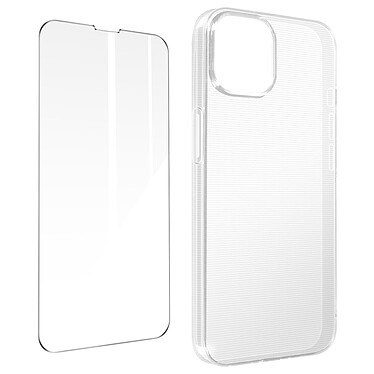 Avizar Coque pour iPhone 14 Silicone Souple et Film Verre Trempé 9H  transparent