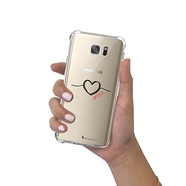LaCoqueFrançaise Coque Samsung Galaxy S7 anti-choc souple angles renforcés transparente Motif Coeur Noir Amour pas cher