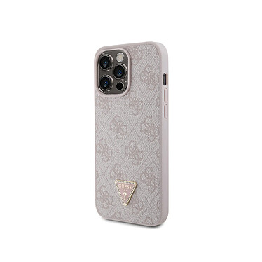 Guess Coque pour Apple iPhone 15 Pro Triangle Strass 4G Rose