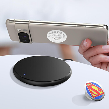 Popsockets PopGrip Design Superman pour Smartphone, Bague et Support Universel Blanc pas cher