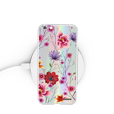 Evetane Coque iPhone 6/6S silicone fond holographique Fleurs Multicolores Design pas cher