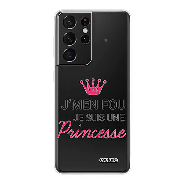 Evetane Coque Samsung Galaxy S21 Ultra 5G silicone transparente Motif Je suis une princesse ultra resistant