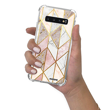 Evetane Coque Samsung Galaxy S10 anti-choc souple angles renforcés transparente Motif Marbre Rose Losange pas cher