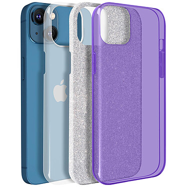 Avis Avizar Coque iPhone 13 Paillette Amovible Silicone Semi-rigide violet