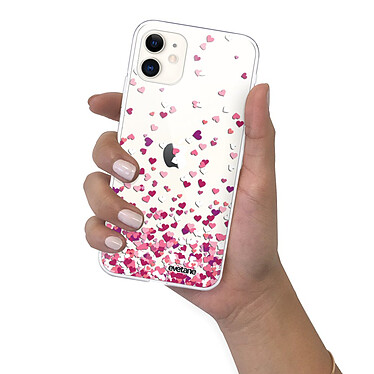 Evetane Coque iPhone 11 silicone transparente Motif Confettis De Coeur ultra resistant pas cher