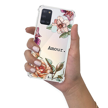 LaCoqueFrançaise Coque Samsung Galaxy A21S anti-choc souple angles renforcés transparente Motif Amour en fleurs pas cher