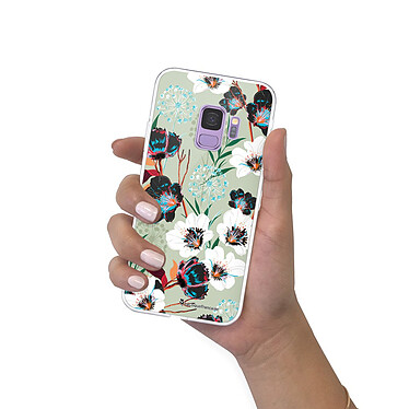 LaCoqueFrançaise Coque Samsung Galaxy S9 360 intégrale transparente Motif Fleurs vert d'eau Tendance pas cher