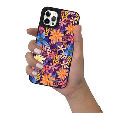 Acheter LaCoqueFrançaise Coque iPhone 12/12 Pro miroir Fleurs violettes et oranges Design