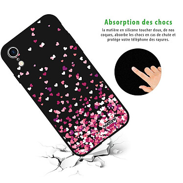 Avis Evetane Coque iPhone Xr Silicone Liquide Douce noir Confettis De Coeur