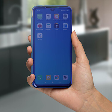 Acheter Avizar Housse Xiaomi Redmi Note 7 Étui Miroir Clapet translucide Stand Vidéo - Bleu
