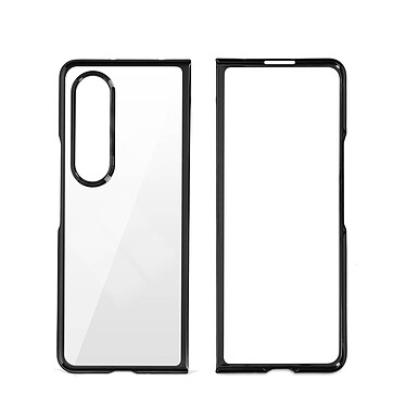 Forcell Coque pour Samsung Z Fold 4 Rigide Dos Transparent Bord Noir Chromé