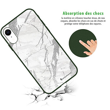 Avis LaCoqueFrançaise Coque iPhone Xr Silicone Liquide Douce vert kaki Marbre gris