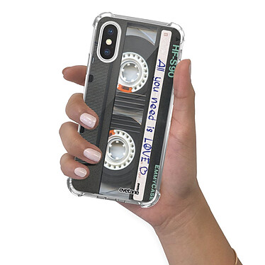 Evetane Coque iPhone X/Xs anti-choc souple angles renforcés transparente Motif Cassette pas cher