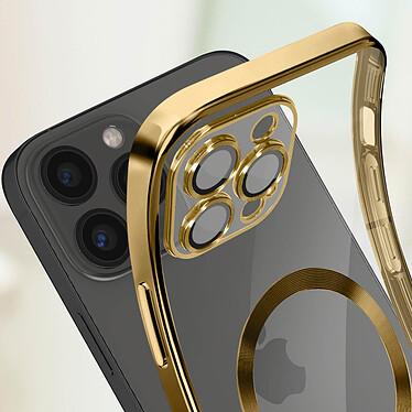 Avizar Coque MagSafe pour iPhone 13 Pro Max Silicone Protection Caméra  Contour Chromé Or pas cher
