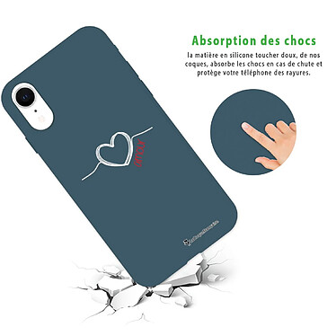 Avis LaCoqueFrançaise Coque iPhone Xr Silicone Liquide Douce bleu nuit Coeur Blanc Amour