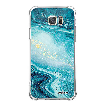 Evetane Coque Samsung Galaxy S7 anti-choc souple angles renforcés transparente Motif Bleu Nacré Marbre