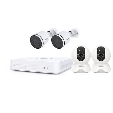 Foscam - Kit vidéosurveillance IP 4 caméras KIT-4-FN8108H-X5-W-S41