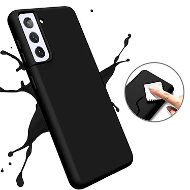 Evetane Coque Samsung Galaxy S21 Plus 5G Silicone liquide Noire + 2 Vitres en Verre trempé Protection écran Antichocs pas cher