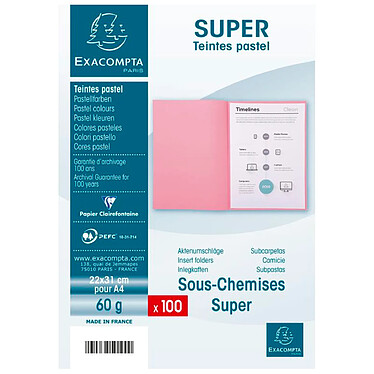 Avis EXACOMPTA Paquet de 100 Sous-chemises SUPER 60g 22x31cm Vert Clair x 10