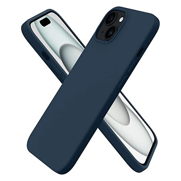 Avis Evetane Coque iPhone 15 Silicone liquide Bleue Marine + 2 Vitres en Verre trempé Protection écran Antichocs