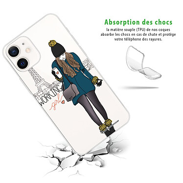 Avis LaCoqueFrançaise Coque iPhone 12 mini silicone transparente Motif Working girl ultra resistant