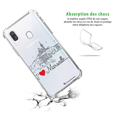 Avis LaCoqueFrançaise Coque Samsung Galaxy A40 anti-choc souple angles renforcés transparente Motif J'aime Marseille