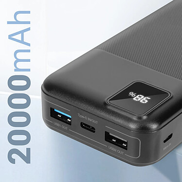 Avis 3mk Batterie de Secours 20000 mAh 2x USB et USB-C Voyant LED Noir