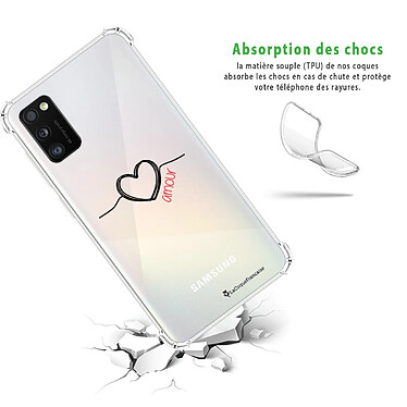 Avis LaCoqueFrançaise Coque Samsung Galaxy A41 anti-choc souple angles renforcés transparente Motif Coeur Noir Amour