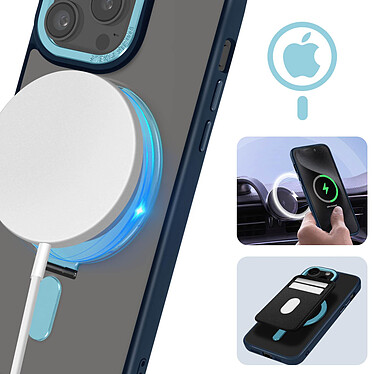 Acheter Avizar Coque MagSafe pour iPhone 15 Pro Silicone Gel Anneau Fonction Support  Dos Givré Contour Bleu Ciel