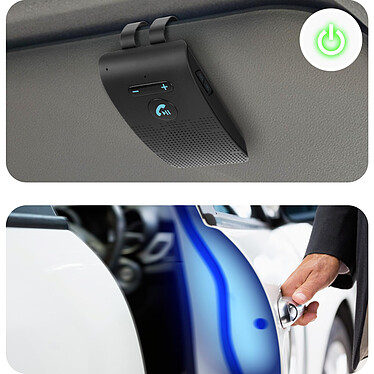 Avizar Kit main libre voiture KX1 Bluetooth 4.0 Multipoint Pare-Soleil Boutons - Noir pas cher
