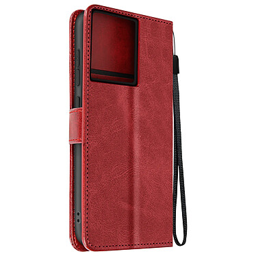 Avizar Étui pour Motorola Edge 50 Pro Dragonne Clapet Support Portefeuille Rouge