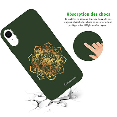 Avis LaCoqueFrançaise Coque iPhone Xr Silicone Liquide Douce vert kaki Mandala Or
