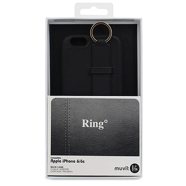 Avis Muvit Coque pour iPhone 6 / 6S / 7 / 8 Ring Élégante avec Lanière Noir