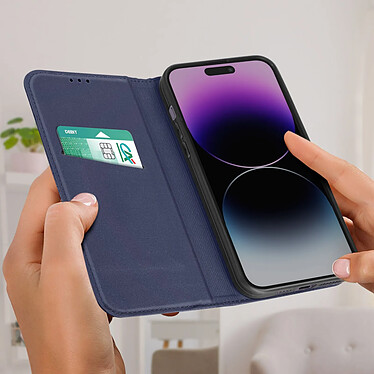 Acheter Avizar Housse Apple iPhone 14 Pro Max Cuir Véritable Clapet Porte-carte Support Vidéo  bleu nuit