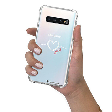 LaCoqueFrançaise Coque Samsung Galaxy S10 anti-choc souple angles renforcés transparente Motif Coeur Blanc Amour pas cher