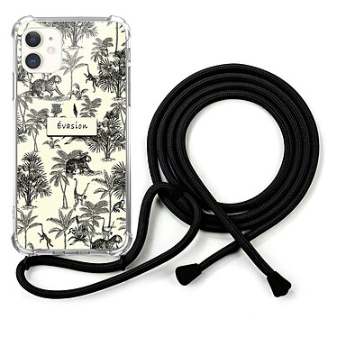 LaCoqueFrançaise Coque cordon iPhone 12 Mini Dessin Botanic Evasion