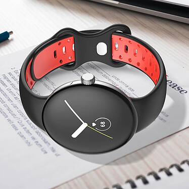 Acheter Avizar Bracelet pour Google Pixel Watch Silicone Bicolore Souple Noir/Rouge 241 mm