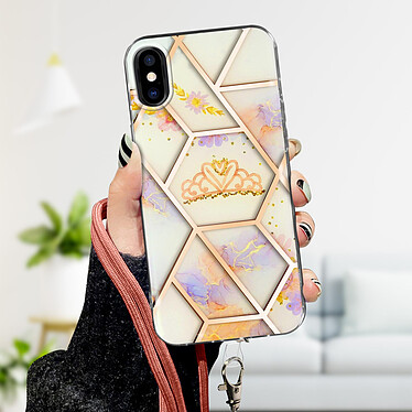 Avis Avizar Coque iPhone XS Max Motif géométrique avec Cordon Amovible rose gold