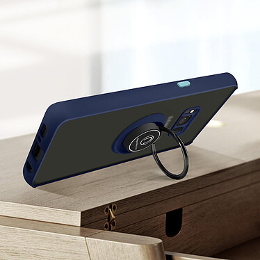Avizar Coque pour Samsung Galaxy S8 Bi-matière Bague Métallique Support Vidéo  bleu pas cher
