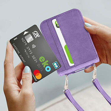 Avizar Coque pour Samsung Z Flip 4 Cuir Porte cartes Bandoulière  Versatile Case violet clair pas cher
