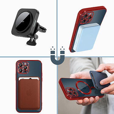Acheter Avizar Coque MagSafe pour iPhone 12 Pro Silicone Protection Caméra  Contour Chromé Rouge
