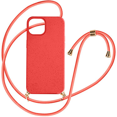 Avizar Coque cordon pour iPhone 15 Silicone Recyclable  Rouge