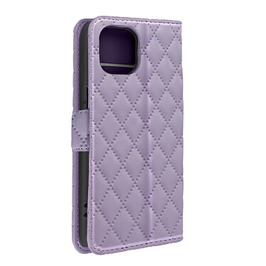 Avizar Étui pour iPhone 15 Portefeuille Design rhombique matelassé  violet