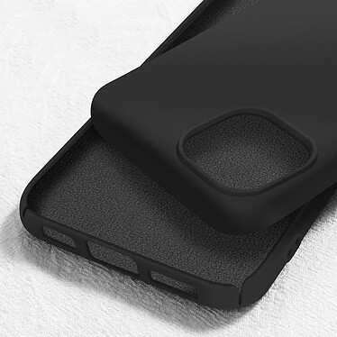 Avizar Coque pour iPhone 15 Silicone Premium Semi rigide Finition Mate Douce  Noir pas cher