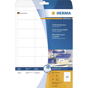 HERMA Etiquettes pour surgelés SuperPrint, 66 x 33,8 mm, blanc, Pack de 600