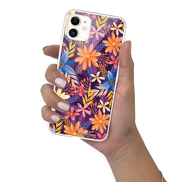 LaCoqueFrançaise Coque iPhone 11 360 intégrale transparente Motif Fleurs violettes et oranges Tendance pas cher