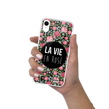 Evetane Coque iPhone Xr silicone transparente Motif La Vie en Rose ultra resistant pas cher