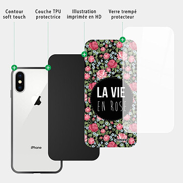 Acheter Evetane Coque iPhone X/Xs Coque Soft Touch Glossy La Vie en Rose Design